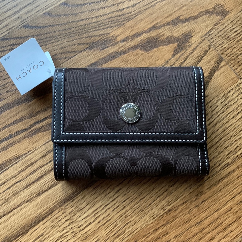 NWT Coach Hampton signature wallet brown